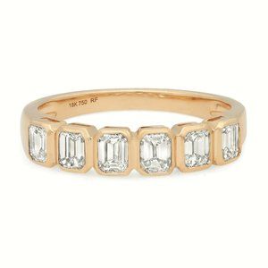 Rachel Koen 1.04Cttw Emerald Cut Bezel Diamond Ring 18K Yellow Gold Size 6.5